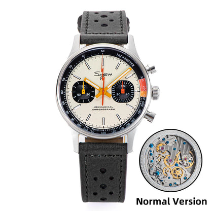 Sugess Men's Chronograph Mechanical Watch – Seagull ST19 Swan Neck Movement with Sapphire Crystal Racing V2