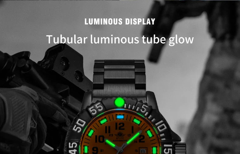 Addies Men's Military Watch - Luminous, Multi-Functional Quartz with Nylon & Steel Strap, Waterproof Outdoor Sports Watch