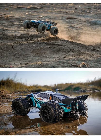 RC Off-Road 4x4 Brushless Car – 70KM/H High-Speed 1/16 4WD Monster Truck with LED Lights for Kids