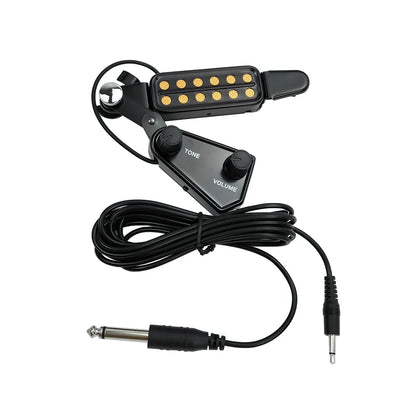 12-Hole Acoustic Guitar Sound Hole Magnetic Pickup – Transducer with Tone & Volume Control and Audio Cable for Amplified Sound System