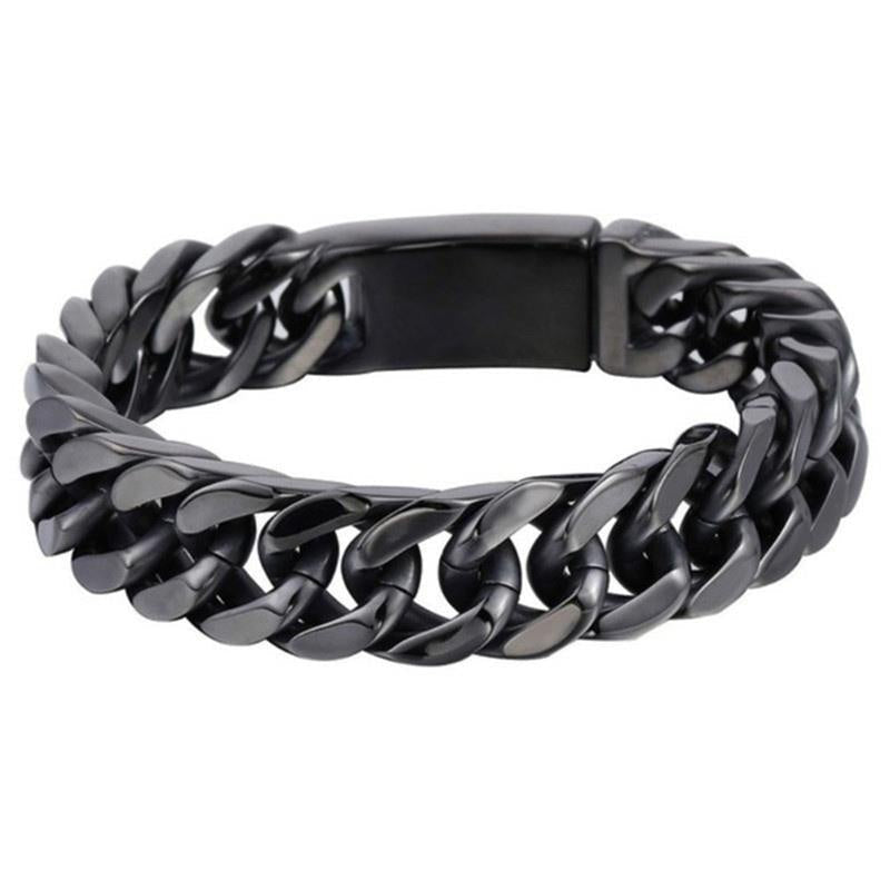 Fashion Black Cuban Chain Bracelet - Hip Hop Jewelry for Men, Couple Bracelets for Birthday & Anniversary Gift