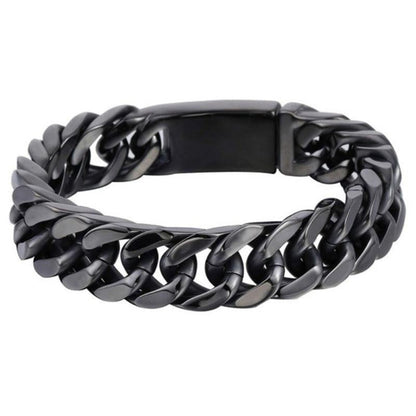 Fashion Black Cuban Chain Bracelet - Hip Hop Jewelry for Men, Couple Bracelets for Birthday & Anniversary Gift