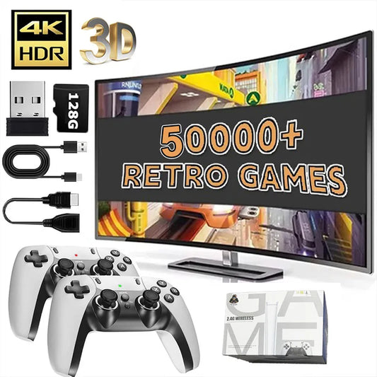 128GB M15 4K Game Stick Console – Wireless Dual Gamepads, 40,000+ Retro Arcade Games, HD Plug & Play TV Video Game System (Two-Player)