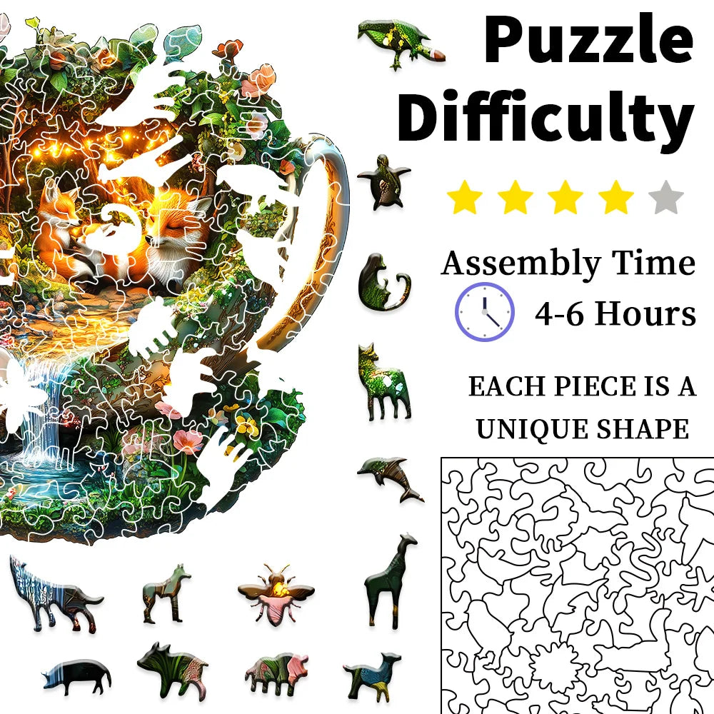 Challenging Wooden Puzzle – Forest Wildlife Jigsaw for Family Fun & Home Decor Gift
