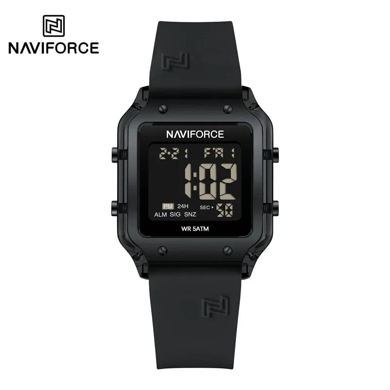 NAVIFORCE Women's Digital Sports Watch - Waterproof Silicone Strap with Time, Date & Week Display
