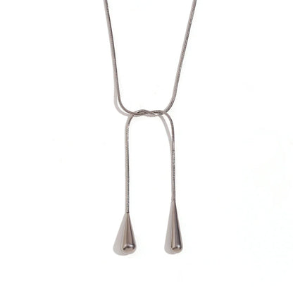 Two Water Drop Snake Chain Necklace – Tarnish-Free Silver & 18K Gold Plated Stainless Steel Jewelry for Women