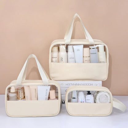Portable Transparent Travel Cosmetic Bag for Women — Large-Capacity Waterproof Makeup & Toiletry Storage Case