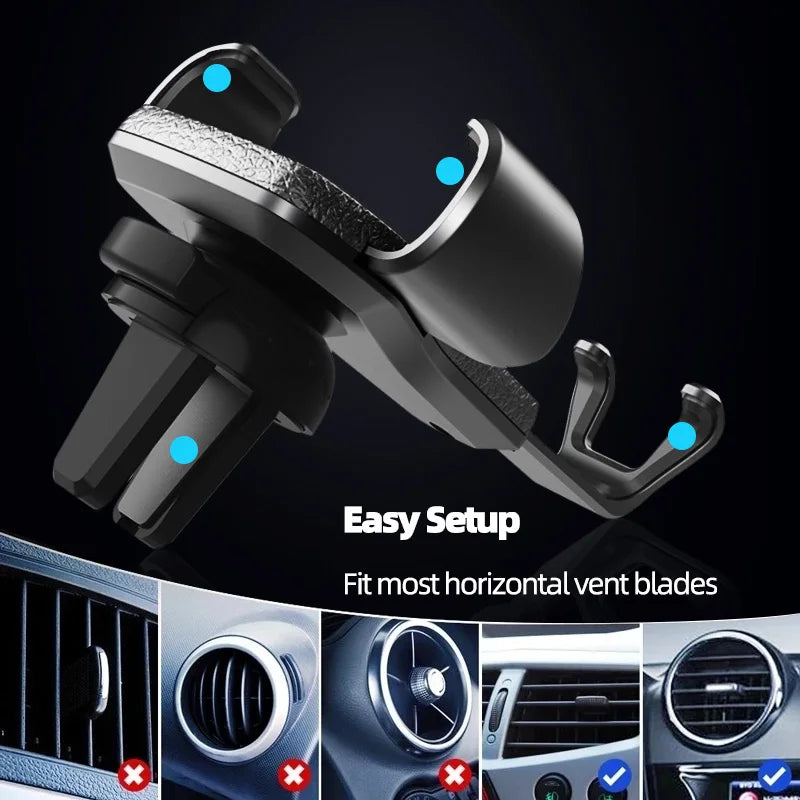 Gravity Car Phone Holder – Air Vent Clip Mount for iPhone & Smartphones