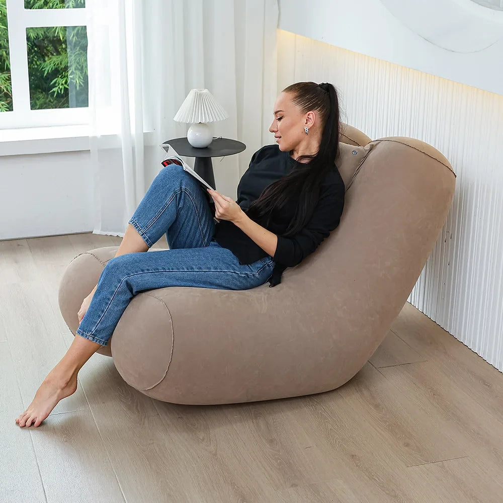 Folding Inflatable Sofa Chair - Thick Durable Compact Lounge for Gaming, Relaxing & Sleeping