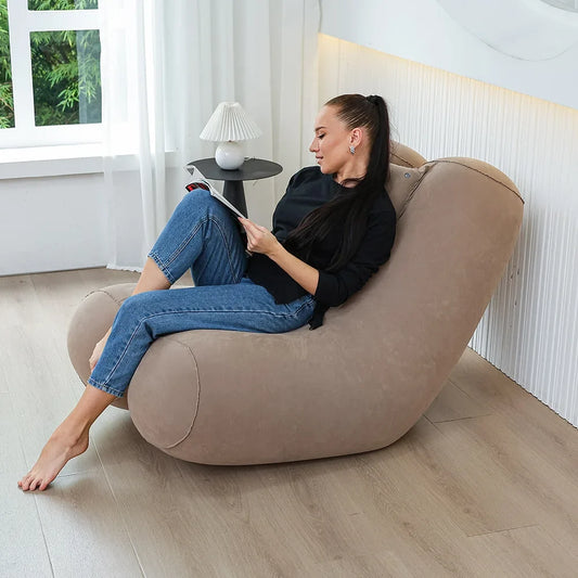 Folding Inflatable Sofa Chair - Thick Durable Compact Lounge for Gaming, Relaxing & Sleeping