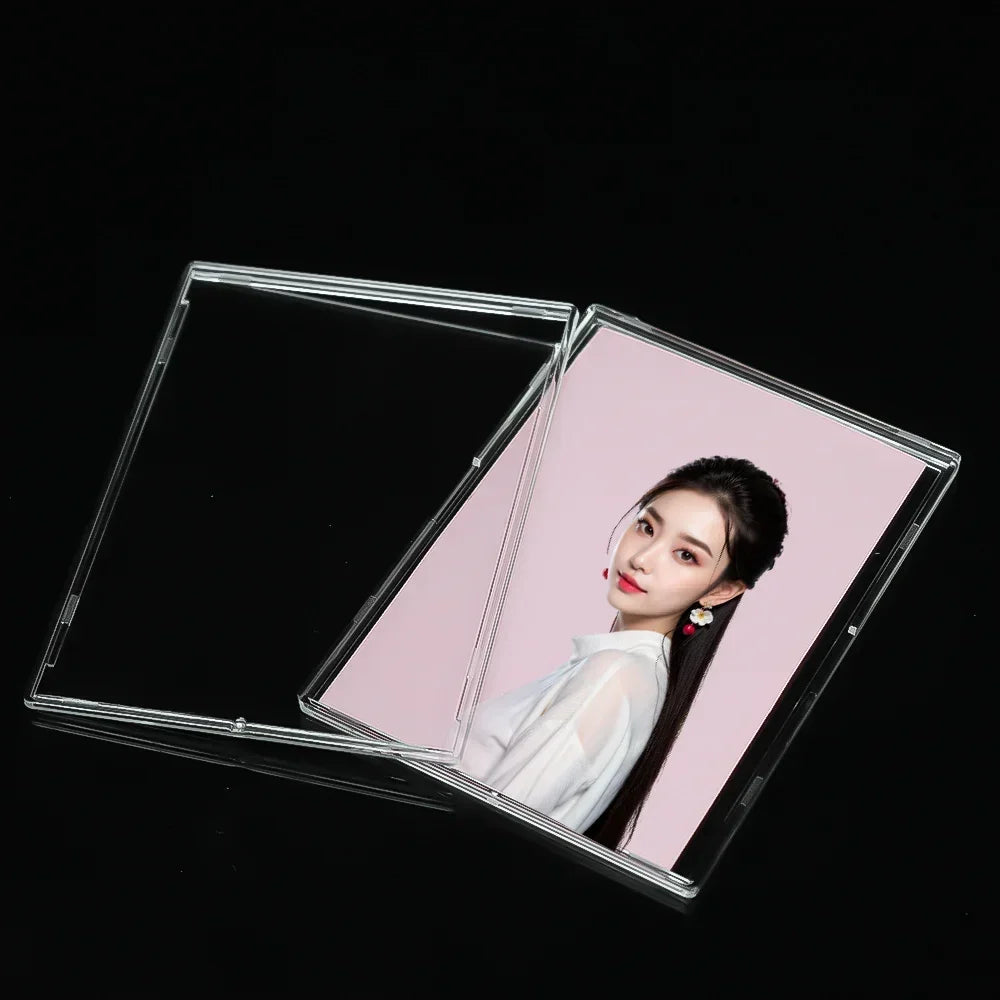 Clear Acrylic Snap Card Holder Case – Protective Trading Card Display Sleeve for Gaming, Sports & K-Pop Idol Photo Storage (Non-Magnetic)