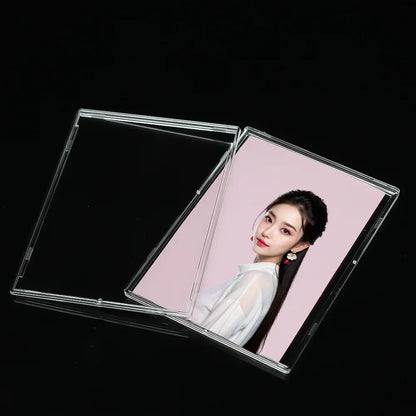 Clear Acrylic Snap Card Holder Case – Protective Trading Card Display Sleeve for Gaming, Sports & K-Pop Idol Photo Storage (Non-Magnetic)