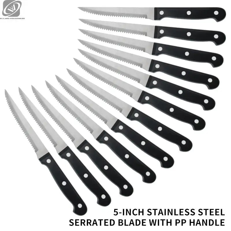 1/4/6/8/12-Pc Steak Knife Set – Full Tang Serrated Stainless Steel Knives for Beef, Bread & Restaurant Table Dinner Use