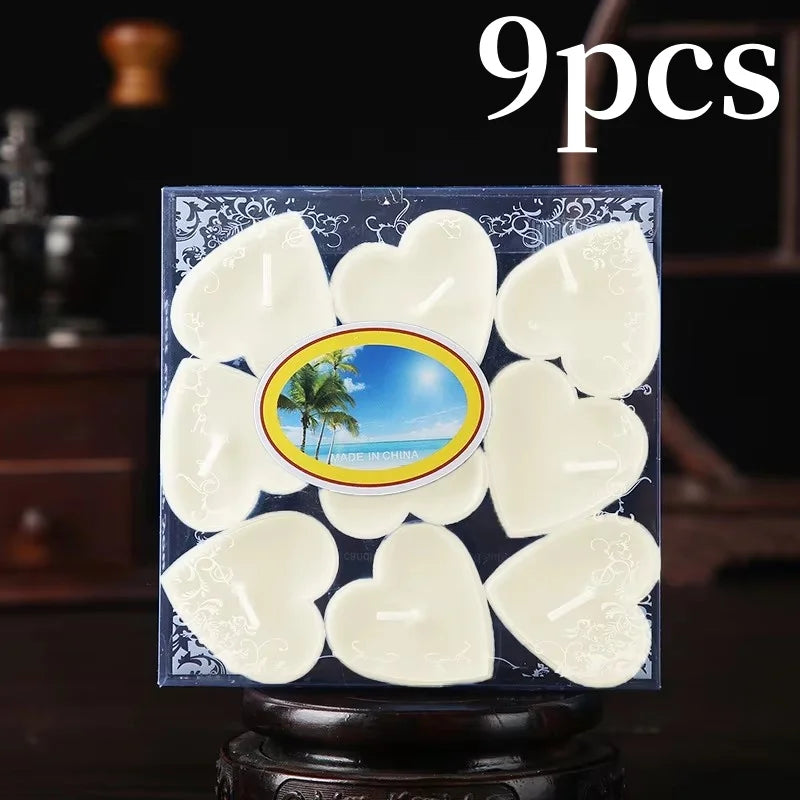 9pcs Heart-Shaped Scented Tea Candles – Valentine's Day Romantic Love Candles for Proposals, Weddings, & Anniversaries