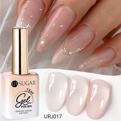 UR SUGAR 15ml Jelly Gel Polish - Milky White Translucent UV Soak Off Nail Art Varnish