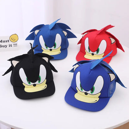Children’s Sonic Baseball Cap — Cartoon Flat Brim Spring & Autumn Hat for Boys & Girls