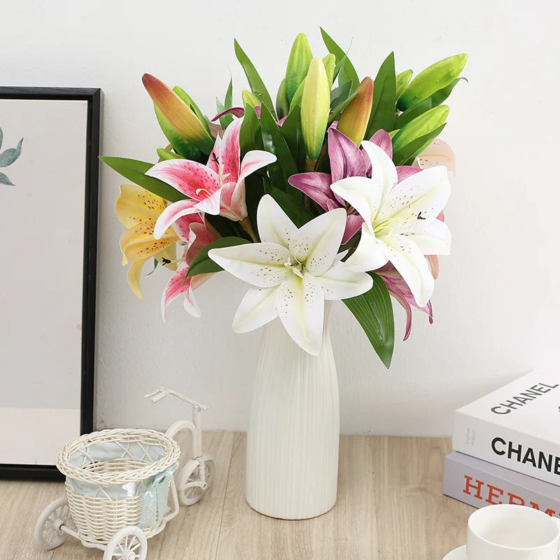Artificial Silk Lily Bouquet – Creative Fake Flower Arrangement for Living Room, Sweetheart Decoration for Friends