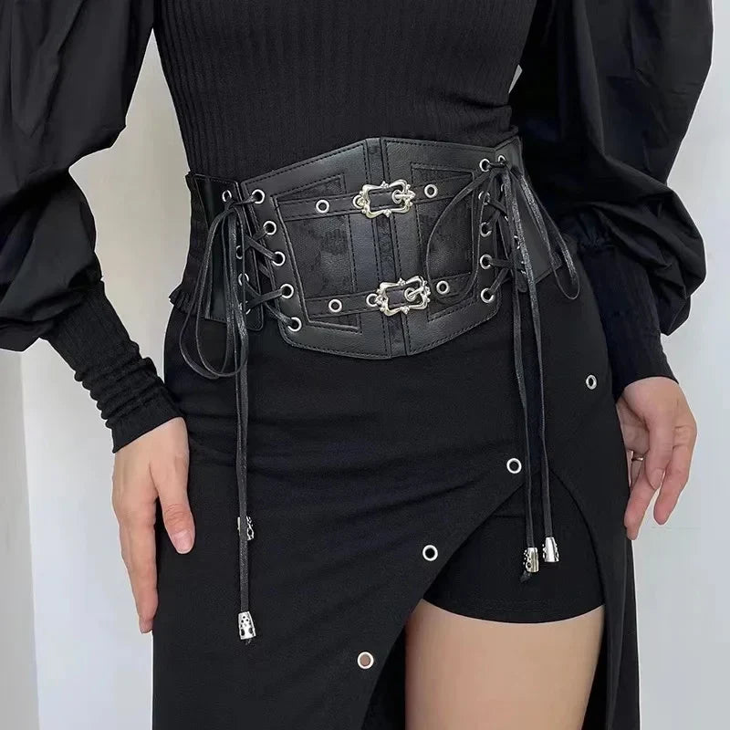 Plus Size Lace Corset Belt - Women's Elastic Stretch Goth Punk Waistband for Dresses & Outfits