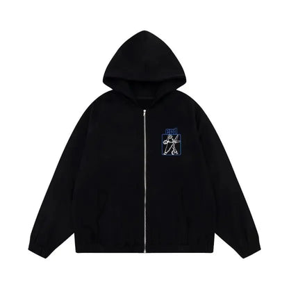 Washed Casual Hoodie Sweatshirt — Unisex Loose-Fit Street Style Crew Neck with Lip Print Letter Design, Vintage Comfortable Top