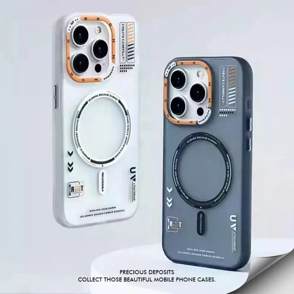 Matte Magnetic iPhone Case — Frosted Back, Metal Lens Frame & Buttons, MagSafe Wireless Charging for iPhone 13–17 Pro Max