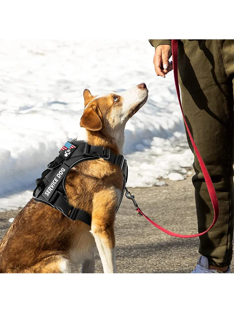 Reflective Service Dog Harness Vest with 5 Patches – Adjustable Soft Oxford Mesh Pet Harness