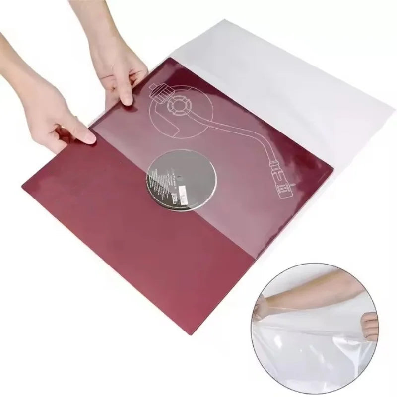50 Pack Premium Vinyl Record Sleeves – Oversized Plastic Protective Covers with No-Seal Flap for Easy Access