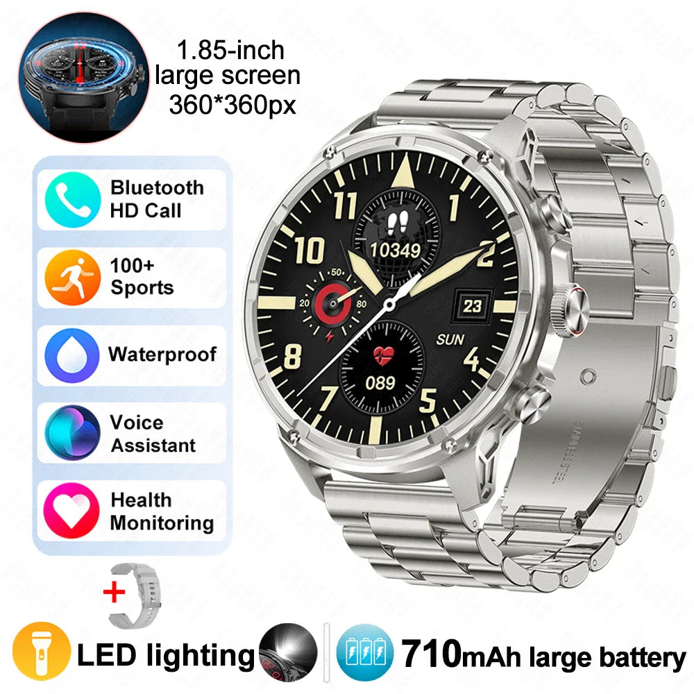 2025 Huawei & Xiaomi GPS Smartwatch for Men — 1.85" Ultra HD AMOLED Screen, 710mAh Battery & Bluetooth Call