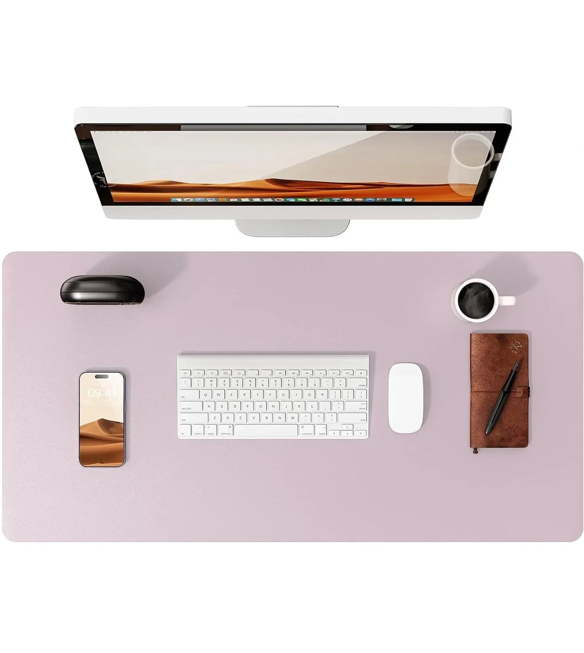 Large Leather Mouse Pad Desk Mat - Non-Slip PU Leather Office Desk Protector for Laptop & Workspace Setup