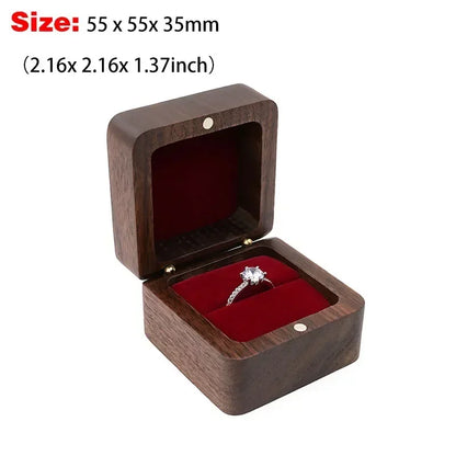 Personalized Walnut Wooden Ring Box - Custom Name Engagement & Wedding Anniversary Gift