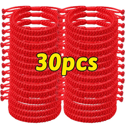 Lucky Red Thread Bracelet — Adjustable Tibetan Buddhist Handwoven Braided Rope Jewelry for Men and Women Wristbands