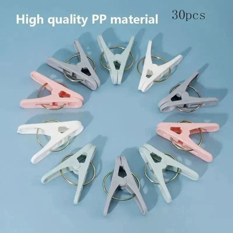 30PCS Windproof Clothespins – Multi-Purpose Laundry Clips for Clothes, Socks, Underwear & Food Bag Sealing