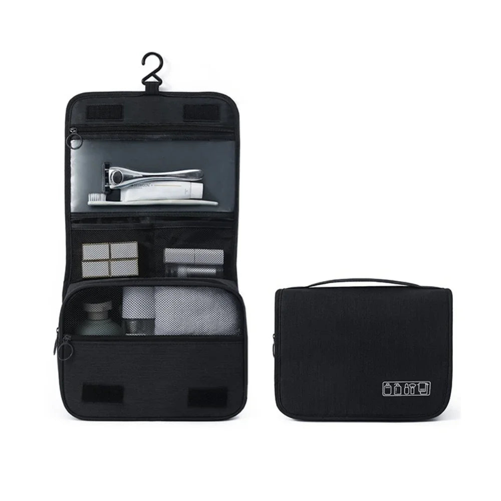 Portable Toiletry Washbag with Hanging Hook | Waterproof Cosmetic Storage Bag for Travel, Men & Women