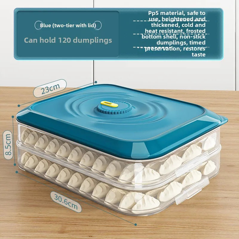 Dumpling Storage Box - Food Grade Sealed Freezer Container for Quick Freezing & Fresh Preservation
