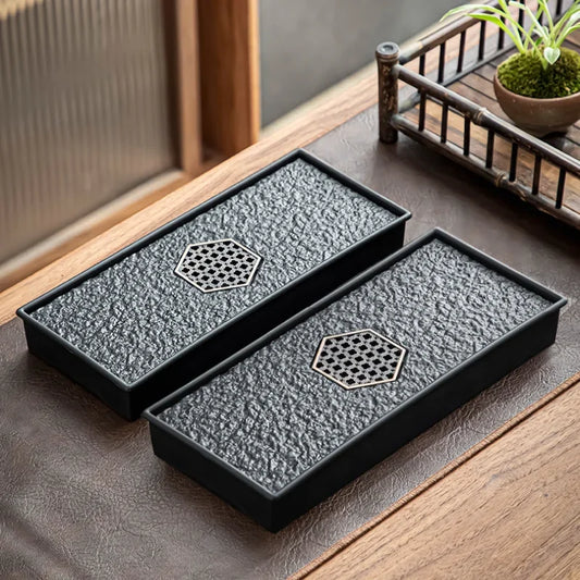 Mimicking Ugjin Stone Tea Tray – Heat-Resistant & Insulated Water Drain Tray for Tea Ceremony Storage