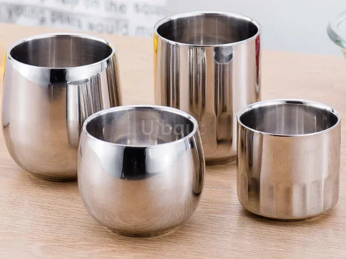 Double-Layer Stainless Steel Scald-Proof Tea & Coffee Mug – Hot Wine Cup Drinkware for Home, Restaurant & Kindergarten Use