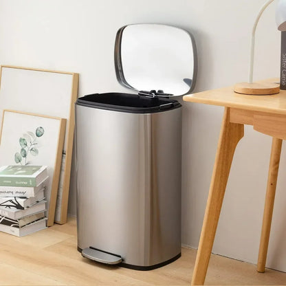 13 Gallon (50L) Kitchen Trash Can – Step Garbage Bin with Lid for Office, Bedroom & Bathroom
