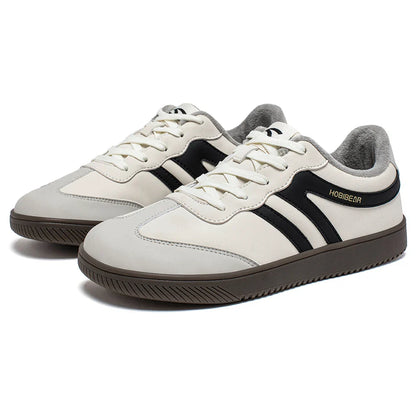 HOBIBEAR Unisex Wide Toe Faux Fur Sneakers – Retro Leather Lace-Up Casual Shoes for Men & Women