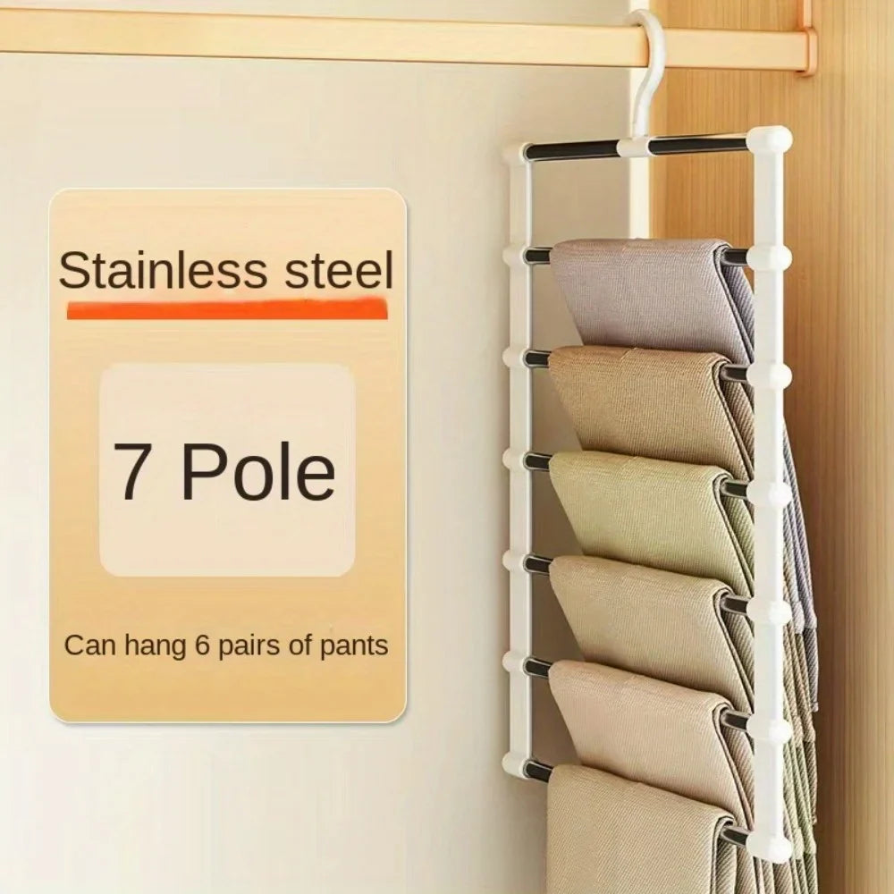 Foldable Stainless Steel Pants Hangers – Space-Saving Closet Organizer for Jeans, Leggings & Trousers   2/2