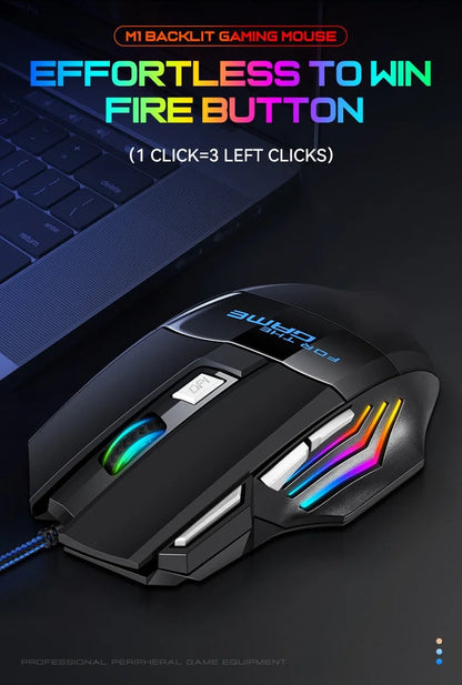 Hyperspeed USB Gaming Mouse | RGB Backlit Ergonomic 7D Wired Mouse for Laptop & PC Gamer