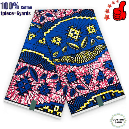 African Real Wax Fabric - High Quality 100% Cotton Ankara Pagne for Women’s Dresses