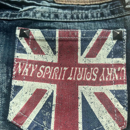 Y2K Retro British Flag Graphic Print Mini Shorts — Harajuku Gyaru Goth Slim Fit Low Rise Denim Shorts for Women