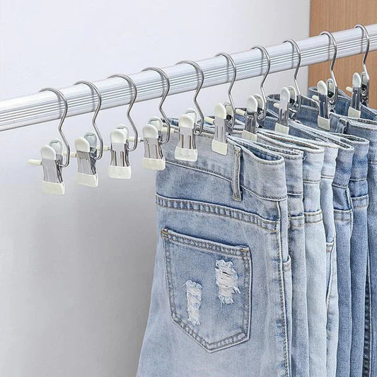 10pcs Stainless Steel Clothespins: Laundry Clothes Pegs with Hook - Portable Hanging Clothes Clips for Closet Organization