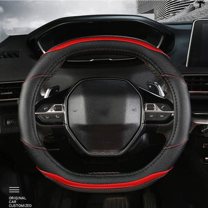 Peugeot 3008/4008/5008 Carbon Fiber & PU Leather Steering Wheel Cover — Auto Interior Accessory