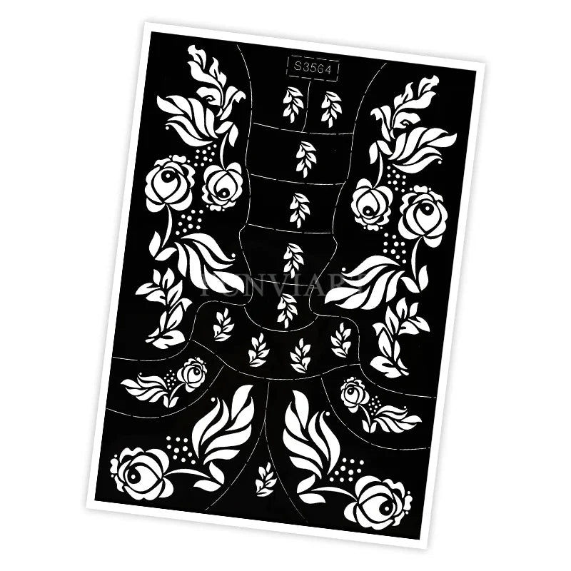 Reusable Henna Stencil Templates for Hand & Body – Floral Tattoo Stencils for Women, Weddings & Festivals Body Art Makeup Tools