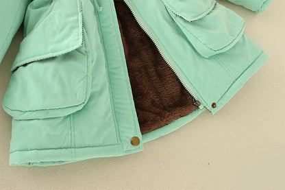 2024 Women's Winter Cotton Jacket – Slim Fit Hooded Parka, Embroidered Padded Warm Casual Overcoat