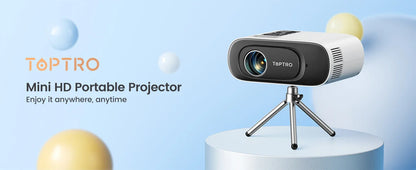 TOPTRO Mini Projector – Full HD 1080P Support, 16000 Lumens, Auto Keystone, WiFi & Bluetooth Portable Home Theater Projector