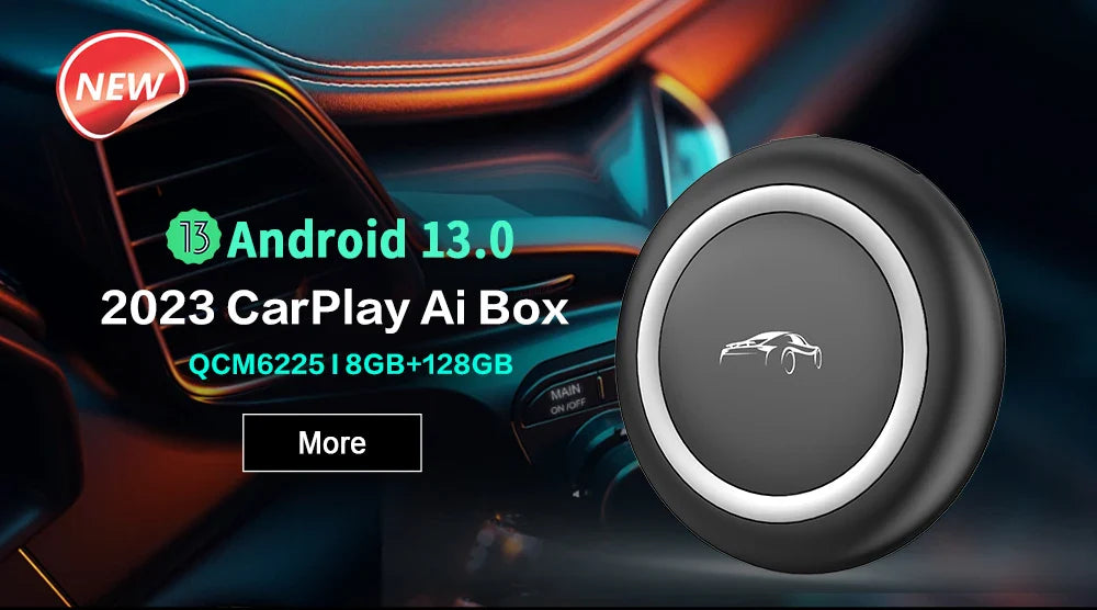 CarPlay TV Box Android 13 – Wireless Android Auto CarPlay Adapter Qualcomm 6225 8GB+128GB for Volvo, Benz, Audi, Kia, Hyundai, Mazda, VW