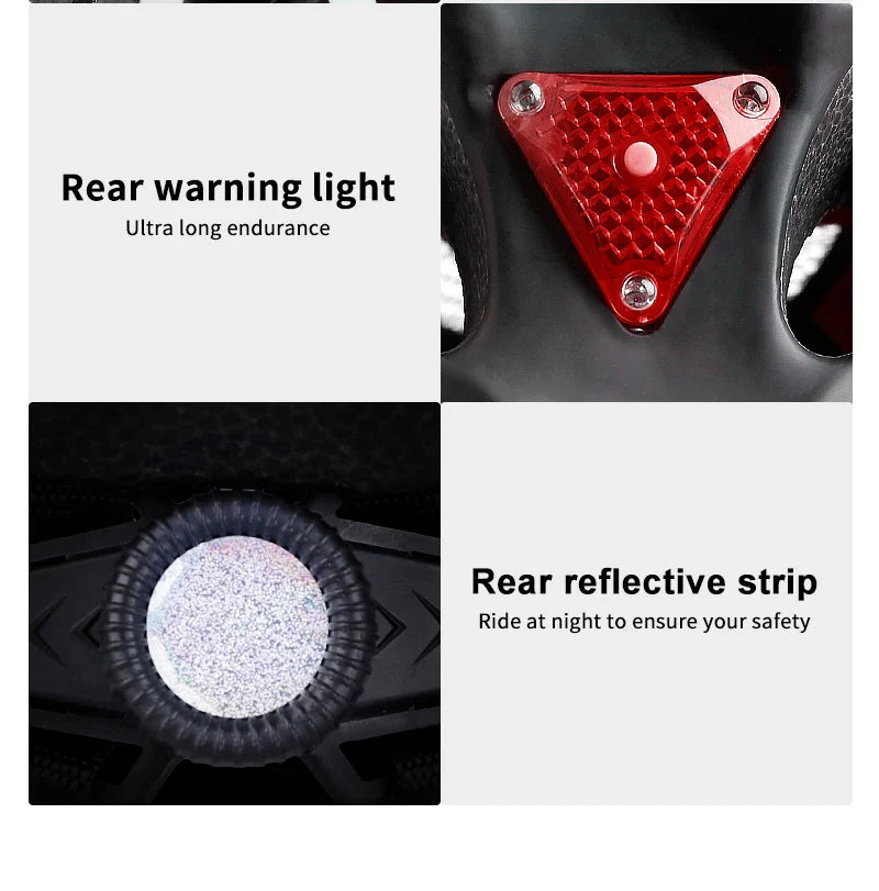 Adult Bike Helmet with LED Tail Light – Lightweight & Breathable Cycling Helmet (58-62cm), Colorful Bicycle Accessory