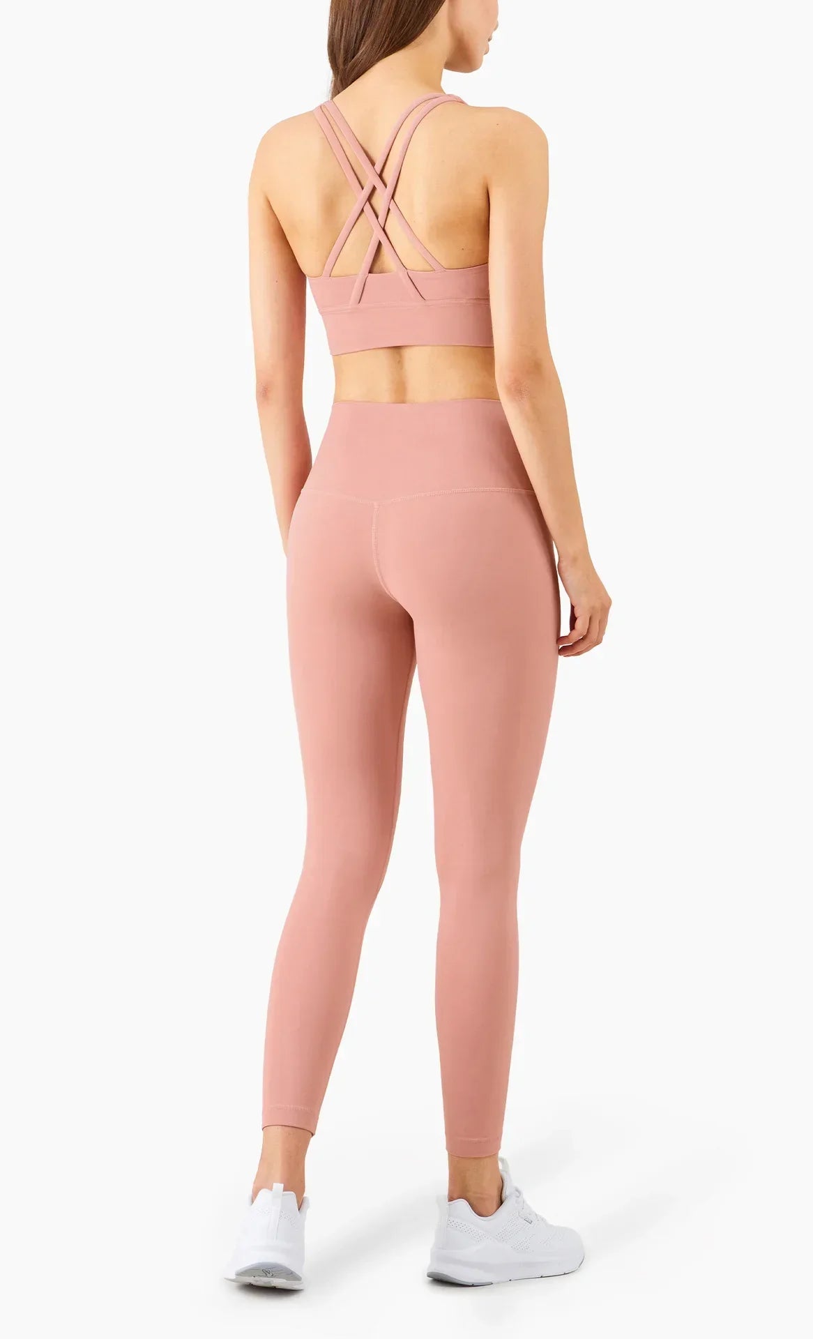Summer 2 Piece Women's Yoga Tracksuit - Cross-Back Nylon Top and Leggings Athletic Set for Pilates and Fitness