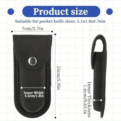 Nylon EDC Knife Pouch - Folding Knife Cover with Flashlight & Pliers Holder Carry Case